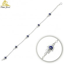 Gümüş Nazar Boncuklu  Bilezik/Bileklik     